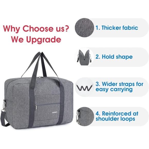 For Spirit Airlines Personal Item Bag 18x14x8 Foldable Travel Duffel Bag Tote - Picture 4 of 7